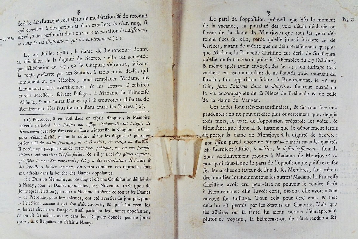 Mémoire à consulter et consultation pour le chapitre de Remiremont, Vosges. 1783, à restaurer.-photo-3