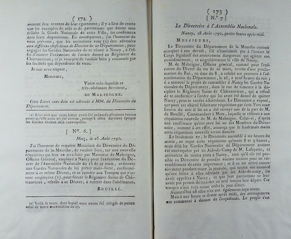 DUVEYRIER, CAHIER - Réponse au rapport de MM. sur les troubles de Nancy. 1791, reliure 19ème.-photo-6