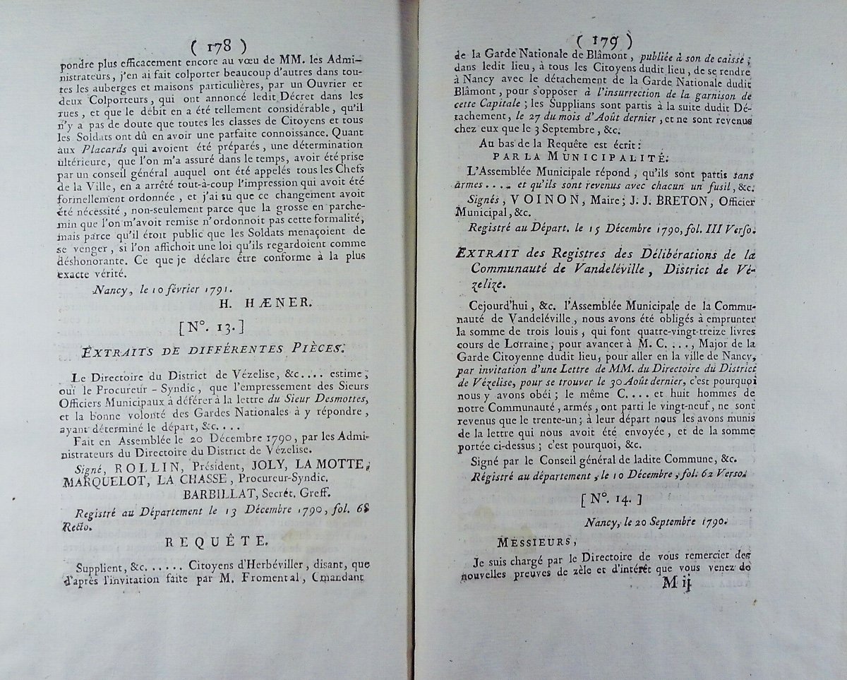 DUVEYRIER, CAHIER - Réponse au rapport de MM. sur les troubles de Nancy. 1791, reliure 19ème.-photo-7