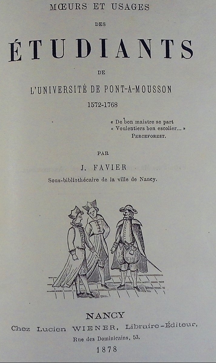 Favier - Morals And Habits Of Students At The University Of Pont-à-mousson. Vienna, 1878.-photo-3