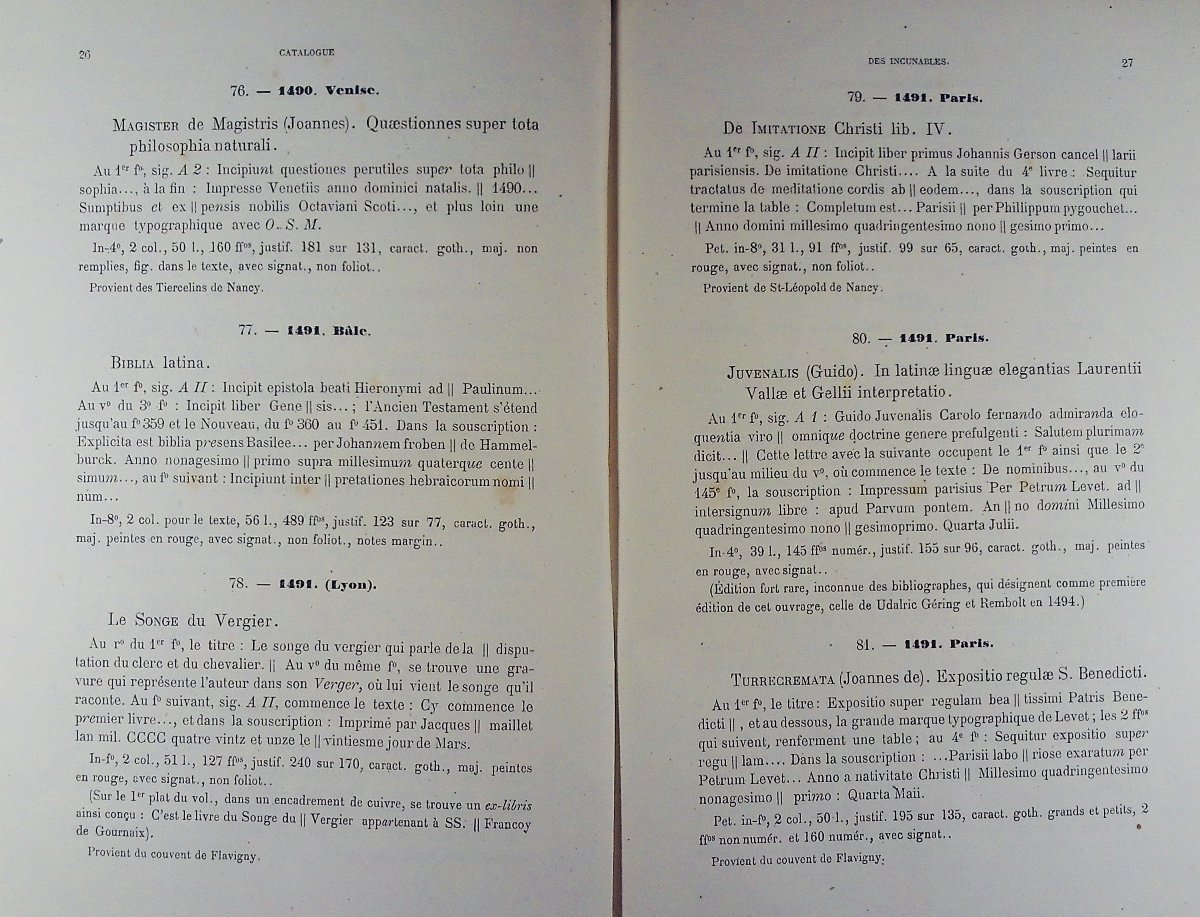 FAVIER (Justin) - Catalogue des incunables de la bibliothèque publique de Nancy. 1883, broché.-photo-4