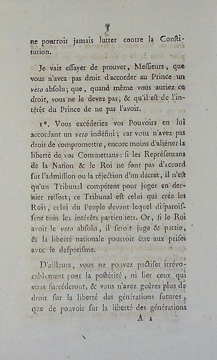 GRÉGOIRE (Henri) - Opinion de M. Grégoire curé d'Emberménil, député de Nanci. 1789, broché.-photo-1