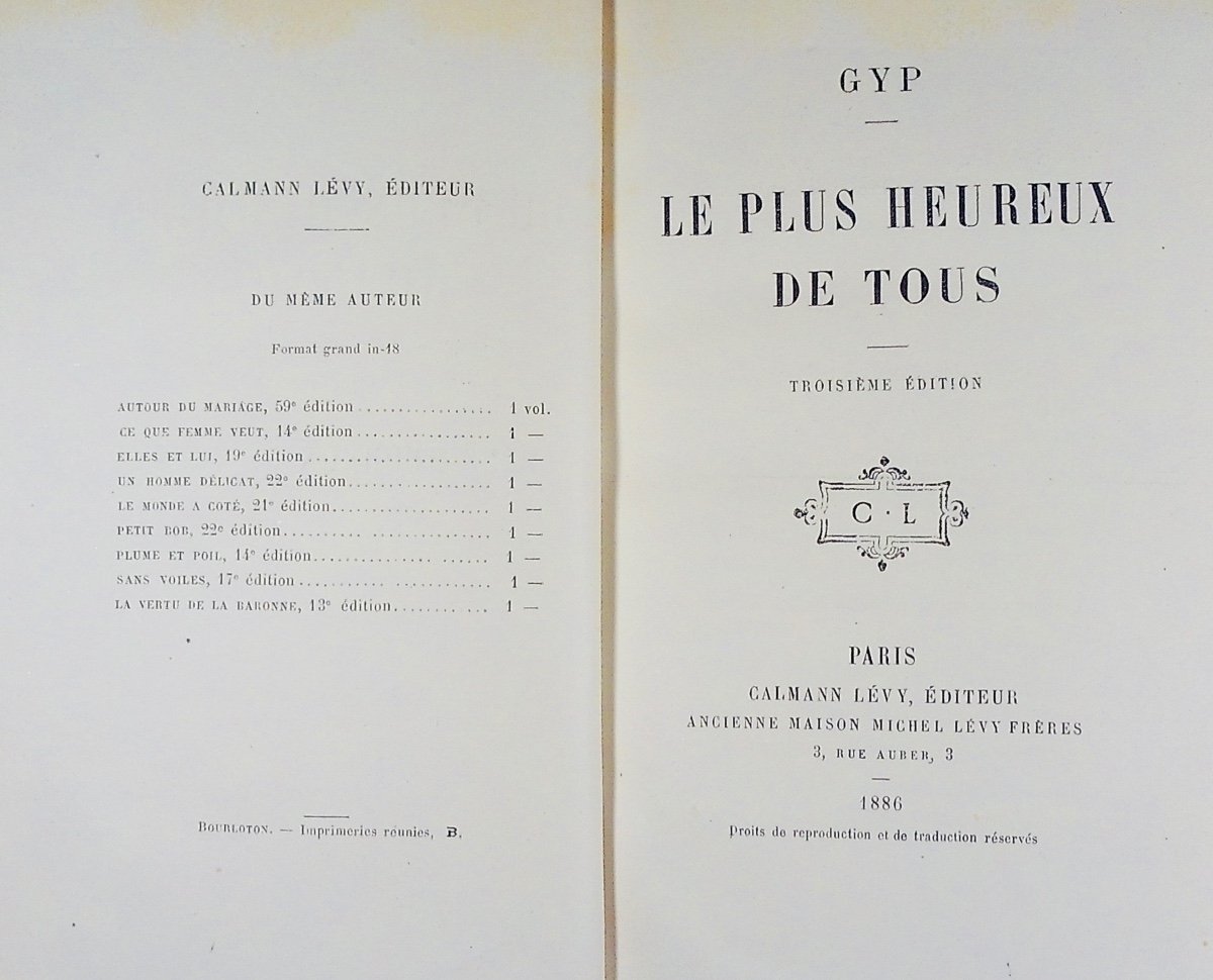 Gyp - The Happiest Of All. Calmann Lévy, 1886, Signed Binding In Full Purple Morocco.-photo-1