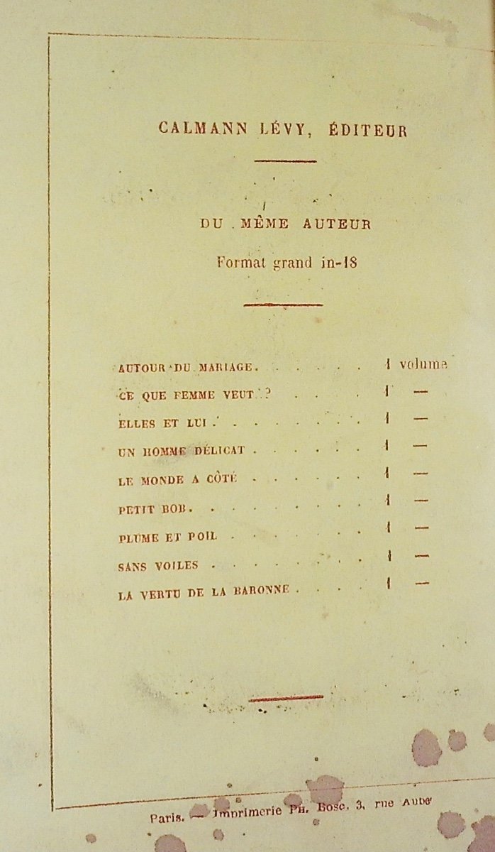 Gyp - The Happiest Of All. Calmann Lévy, 1886, Signed Binding In Full Purple Morocco.-photo-2