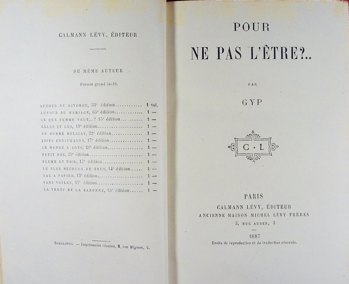 GYP - Pour ne pas l'être. Bibliothèque-Charpentier, 1887, reliure plein maroquin violet signée.-photo-2