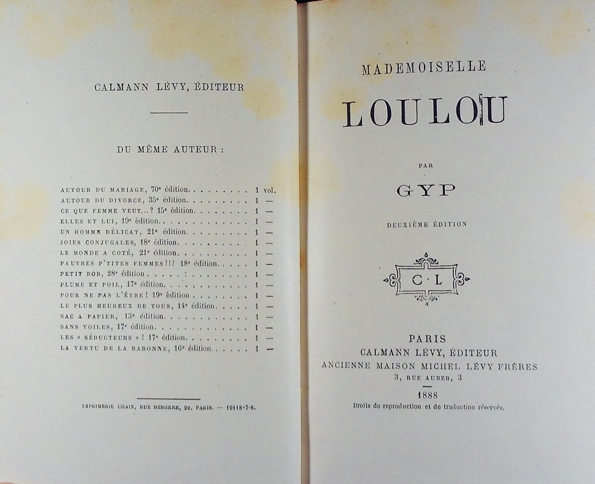 Gyp - Miss Loulou. Calmann Lévy, 1888, Full Purple Morocco Binding Signed Bézard.-photo-3