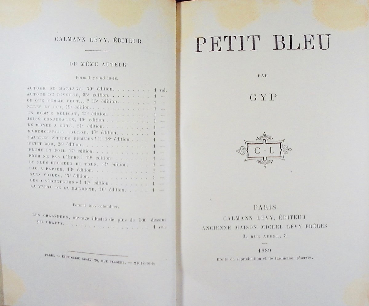 GYP - Petit bleu. Calmann Lévy, 1889, reliure plein maroquin violet signée Bézard.-photo-2