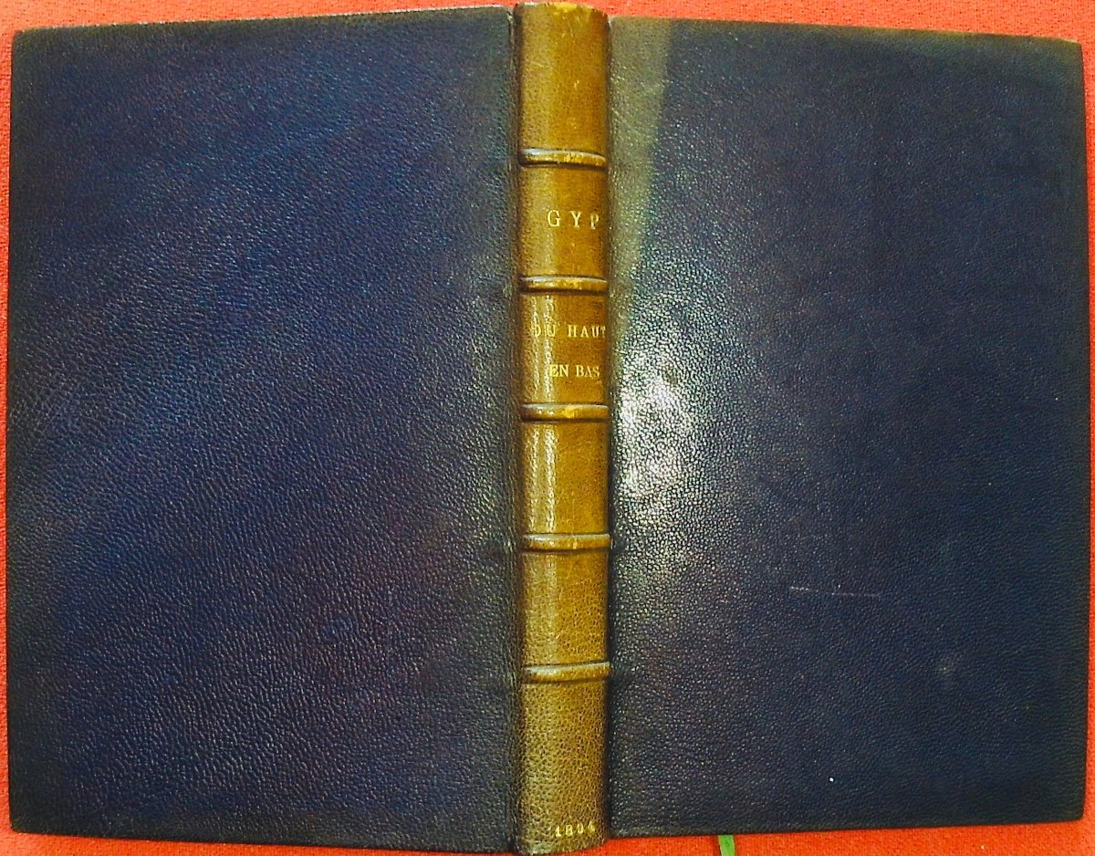 Gyp - From Top To Bottom. Charpentier, 1894, Full Purple Morocco Binding Signed Bézard.-photo-1