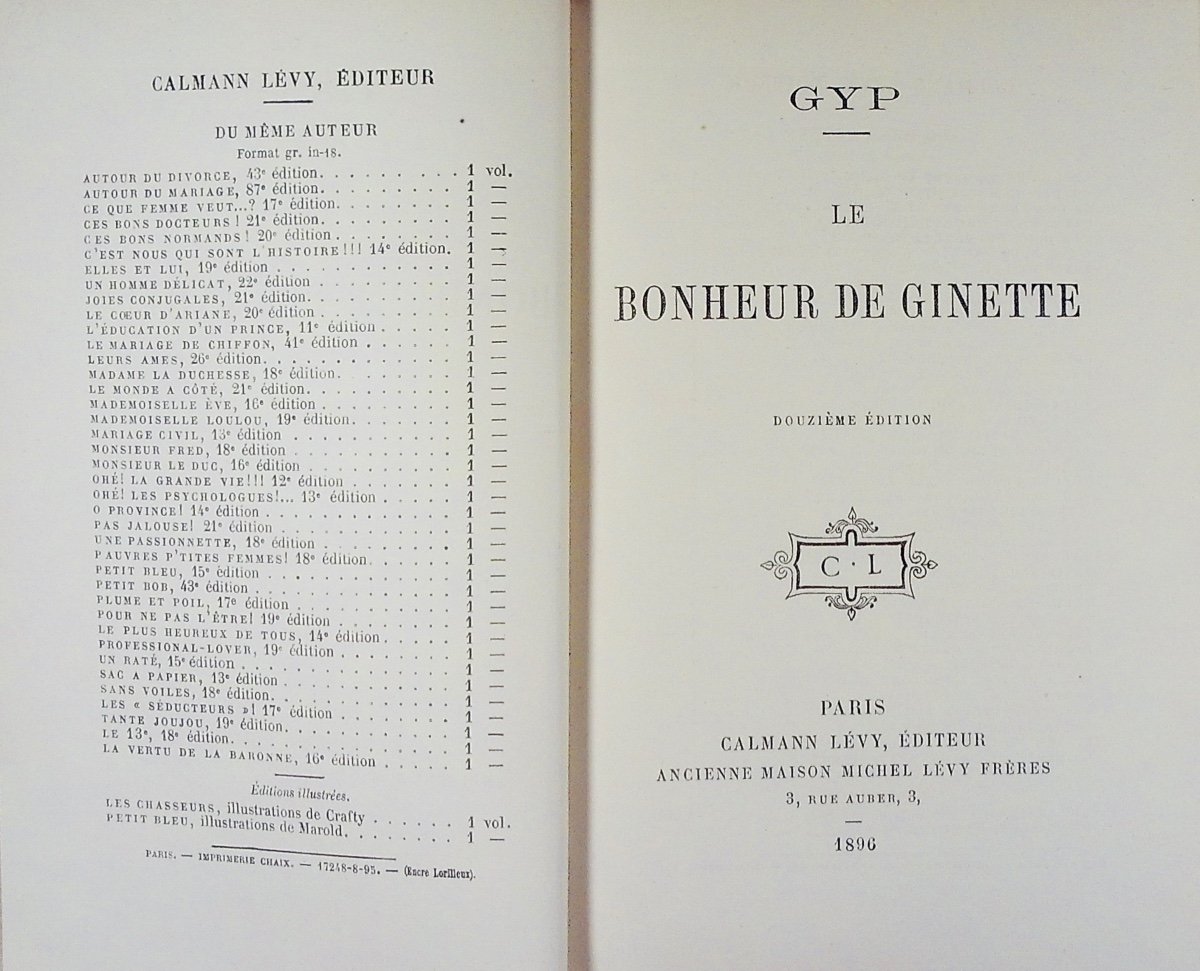 Gyp - The Happiness Of Ginette. Calmann Lévy, 1895, Full Purple Morocco Binding Signed Bézard.-photo-2