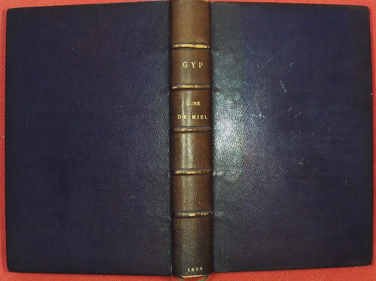 GYP - Lune de miel. Calmann Lévy, 1898, reliure plein maroquin violet signée Bézard.-photo-5