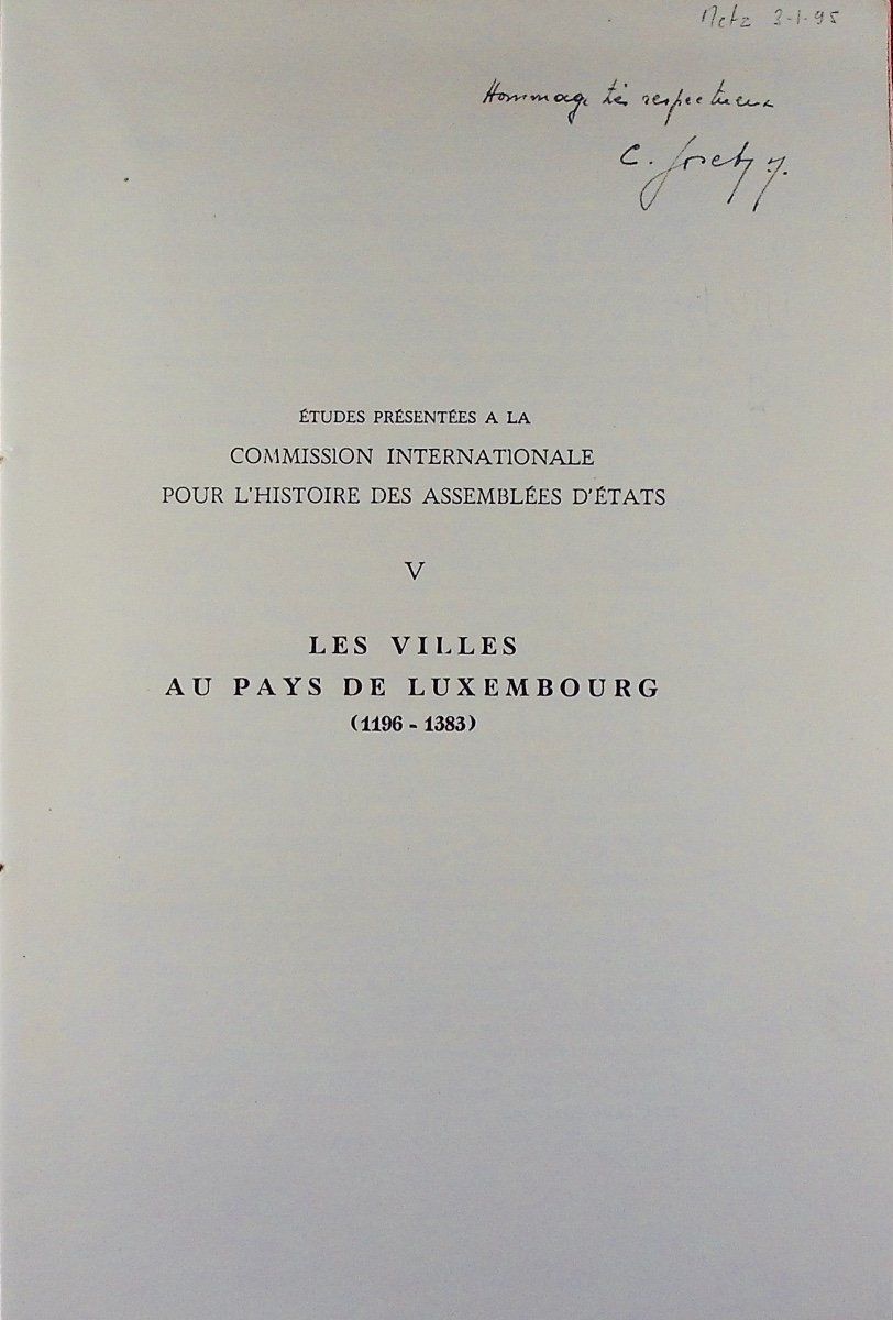 Joset - Cities In The Country Of Luxembourg (1196-1383). 1950, Paperback, Sent By The Author.-photo-2