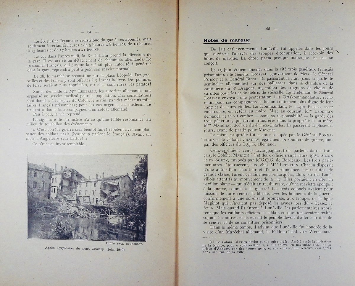 LAURENT (Marcel) - Lunéville pendant la deuxième guerre mondiale 1939-1945. Vers 1950, broché.-photo-2
