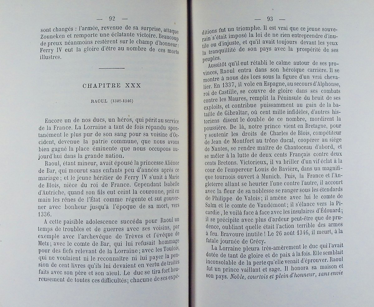 Leupol (l.) - Summary Of Lorraine History. Grosjean, 1874, Period Full Cloth Binding.-photo-1