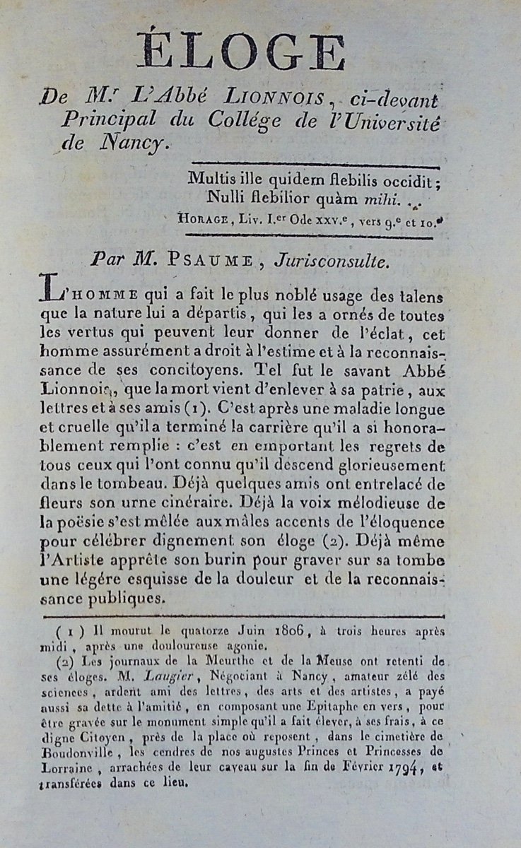 LIONNOIS  - Histoire des villes vieille et neuve de Nancy. Haener, 1811, reliés, avec plan.-photo-5
