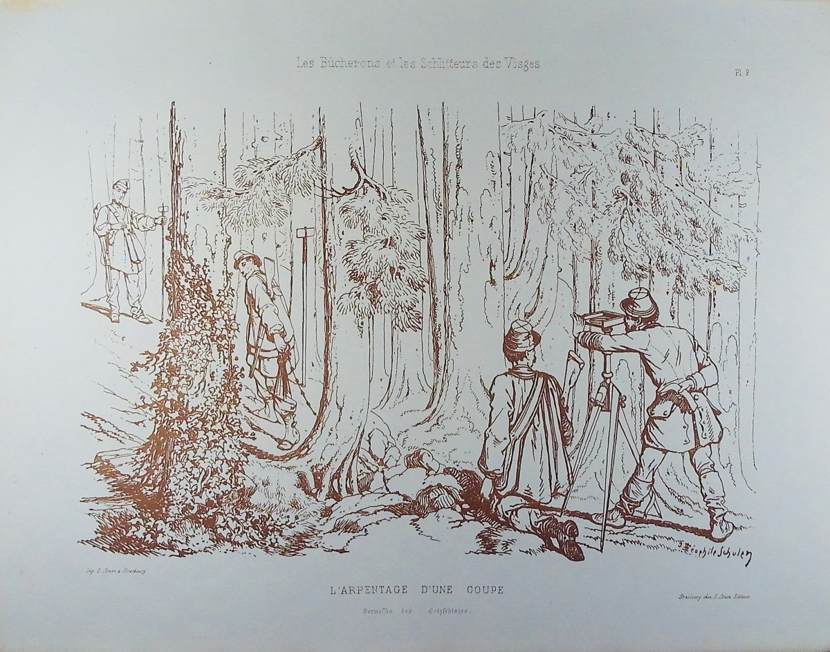 Michiels And Schuler - The Lumberjacks And The Schlitters Of The Vosges. Simon, 1878, Cardboard.-photo-3
