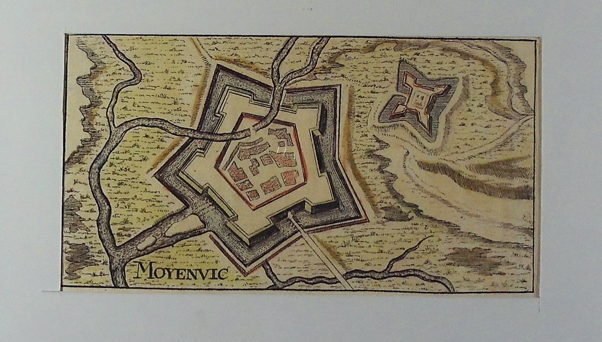 [moyenvic] - Riegel? - Moyenvic. Nuremberg, Author's, 1650, Period Colored Engraving.-photo-2