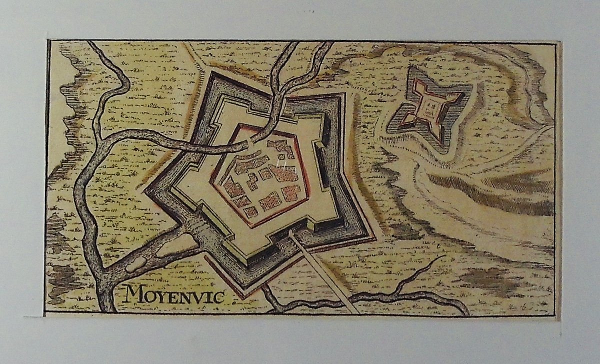 [moyenvic] - Riegel? - Moyenvic. Nuremberg, Author's, 1650, Period Colored Engraving.
