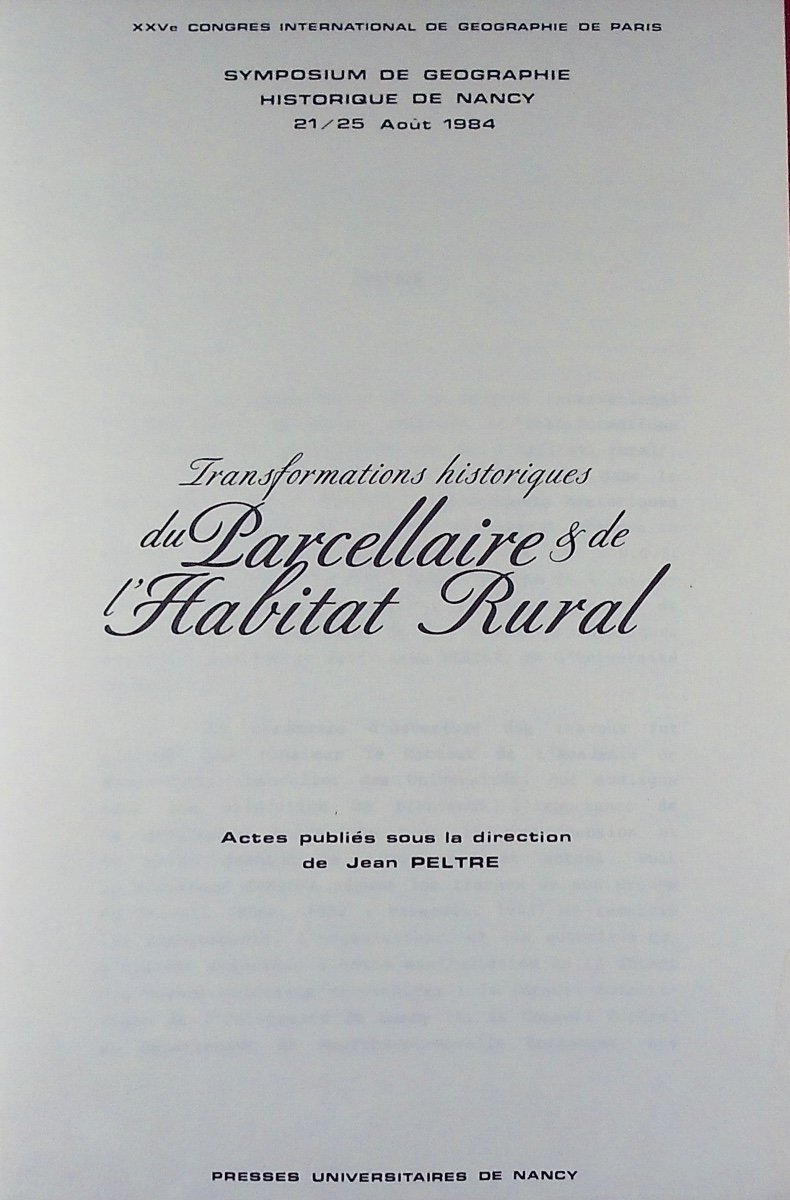 XXVth International Congress Of Geography In Paris. Nancy Symposium, 1984. Paperback.-photo-2