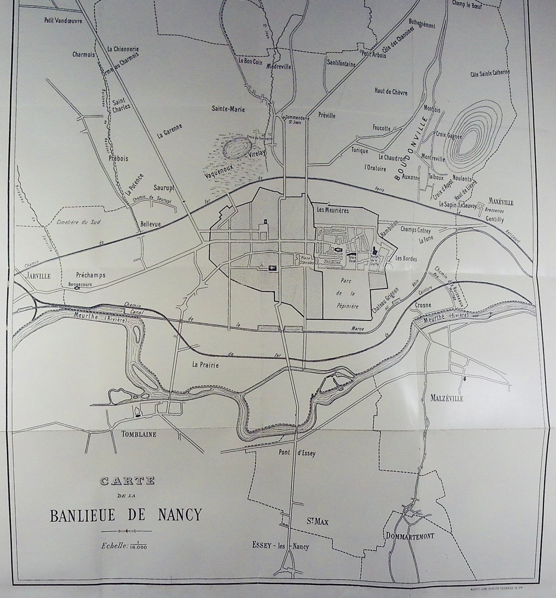 PFISTER - Histoire de Nancy. Berger-Levrault, 1902, en reliure d'éditeur aux toits de Nancy.-photo-2