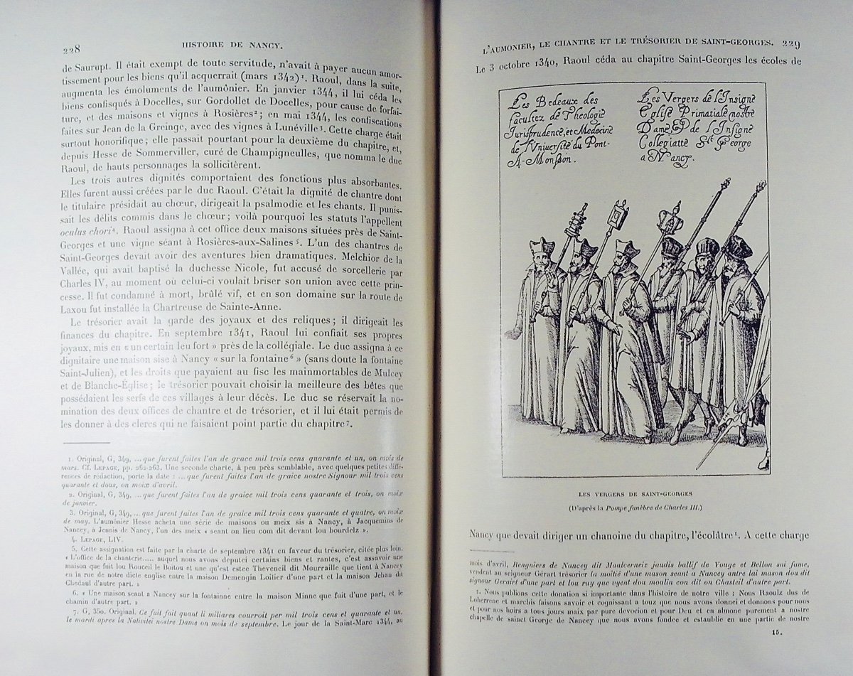 PFISTER - Histoire de Nancy. Berger-Levrault, 1902, en reliure d'éditeur aux toits de Nancy.-photo-3