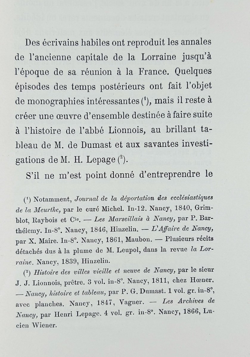 Renauld (jules) - Nancy In 1790, Historical Study. Lucien Wiener, Husson-lemoine. 1876, Paperback.-photo-3