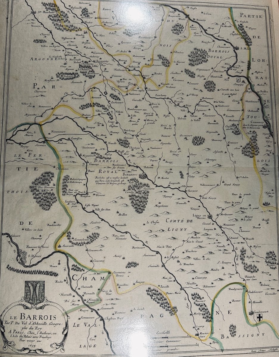 DUVAL D'ABBEVILLE (Pierre) - Le Barrois. chez l'auteur En l'Isle Du Palais, 1654 ; 550/420 mm.-photo-7