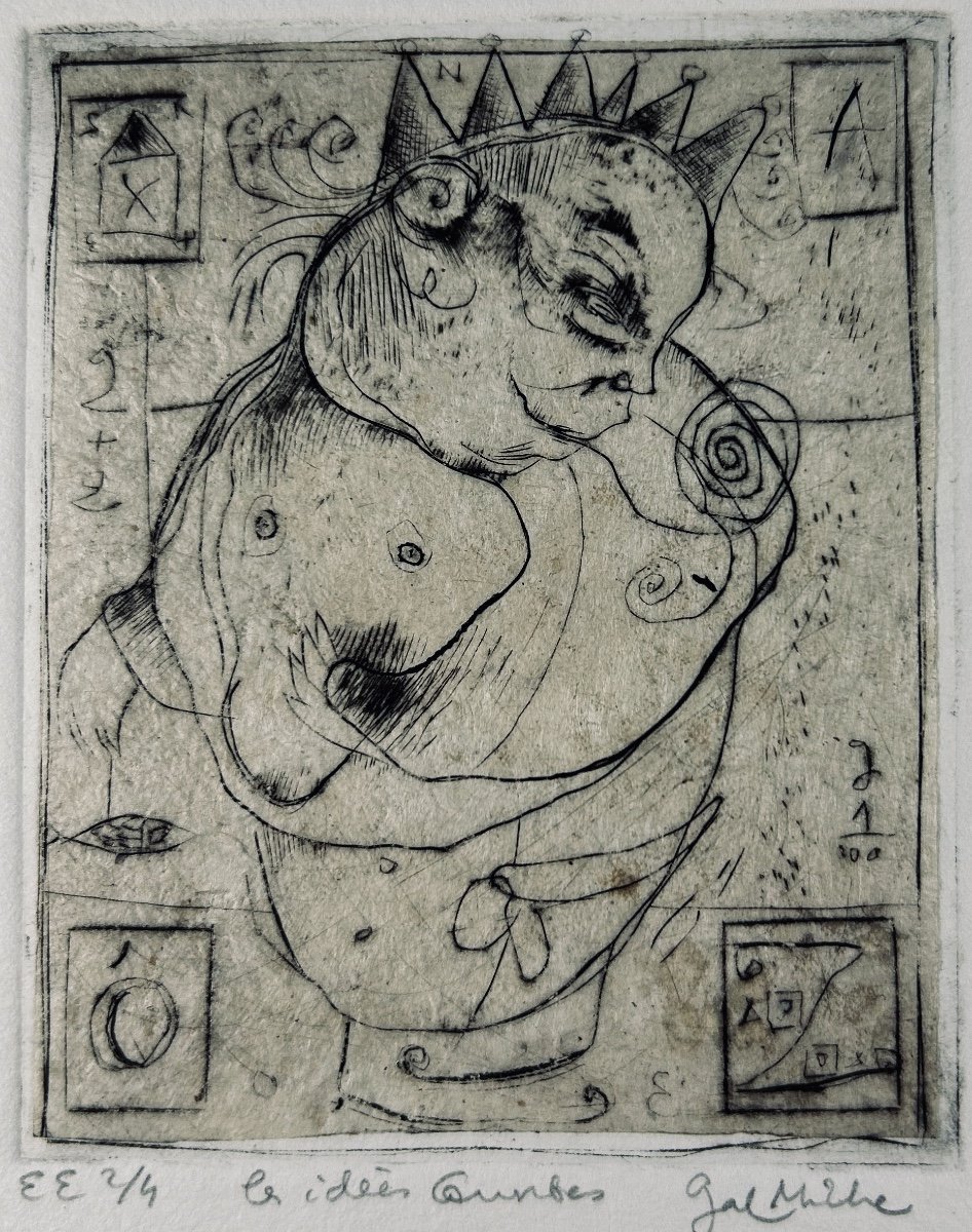 Galmiche (stéphane) - Curved Ideas. At The Author's, Around 1995; 95/75 Mm, Drypoint.-photo-6