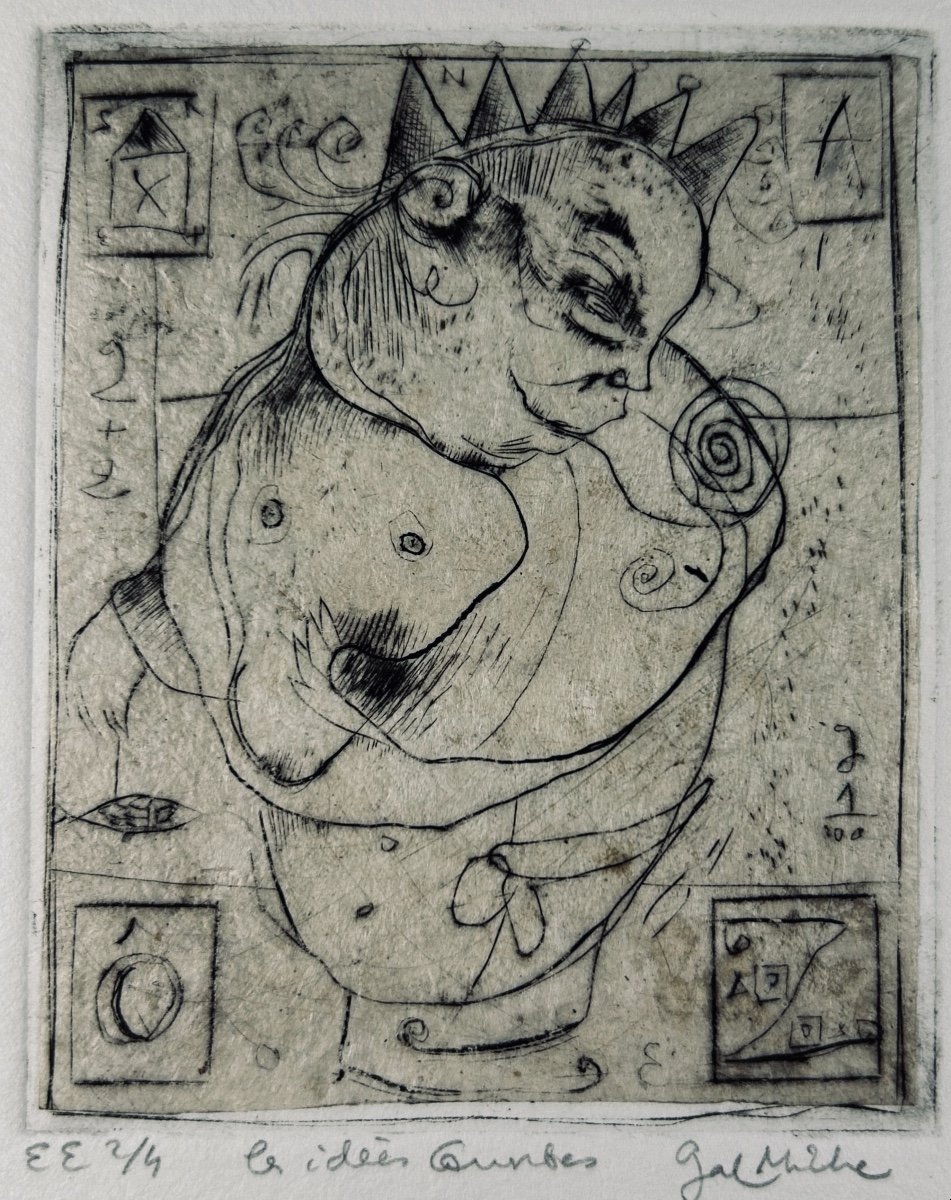 Galmiche (stéphane) - Curved Ideas. At The Author's, Around 1995; 95/75 Mm, Drypoint.