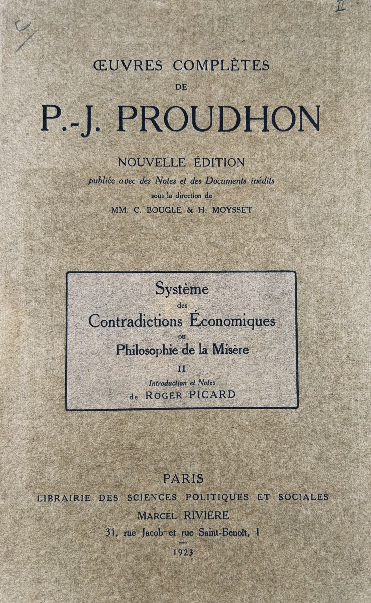Proudhon - System Of Economic Contradictions Or Philosophy Of Poverty. 1923, Paperback.-photo-2
