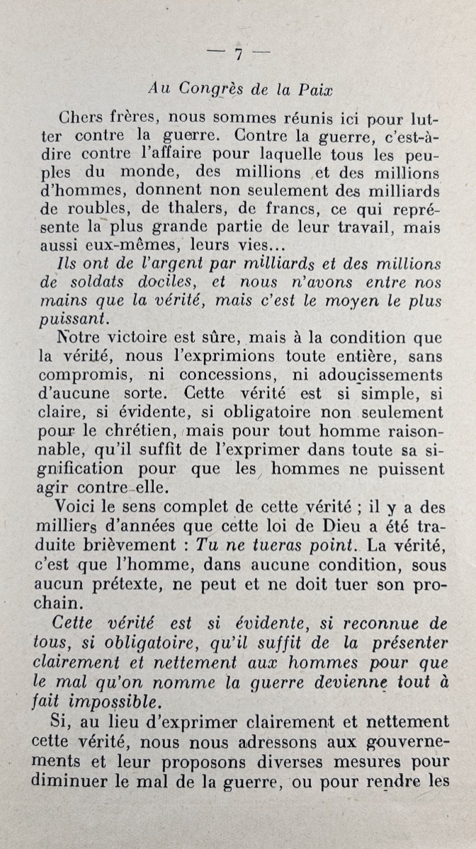 TOLSTOÏ (Léon) - Les bonnes feuilles III. Propos antimilitaristes. Librairie du Travail, 1920.-photo-3