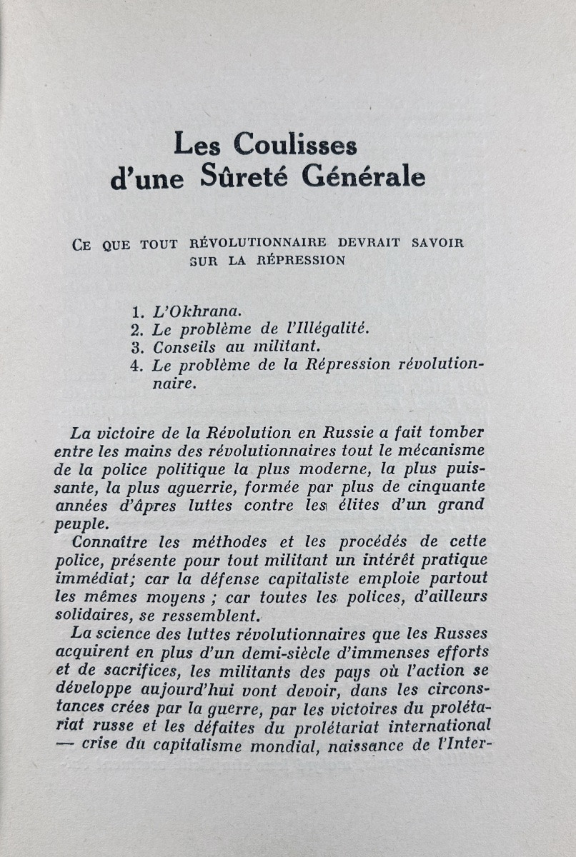Victor-serge - Behind The Scenes Of A General Security. Librairie Du Travail, Circa 1926, Paperback.-photo-4