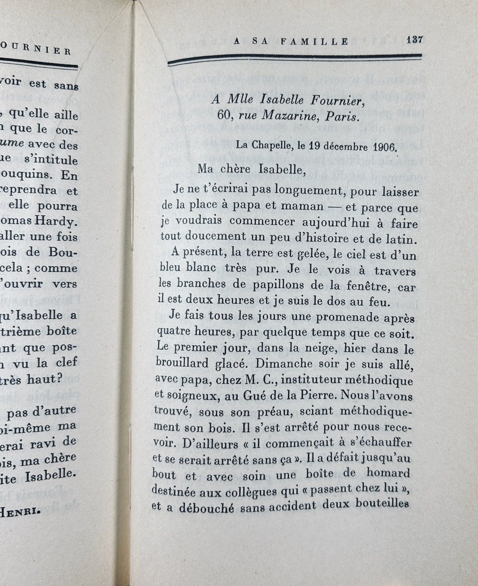 ALAIN-FOURNIER - Lettres d'Alain-Fournier à sa famille (1905-1914). Paris, Plon, 1930, broché.-photo-8