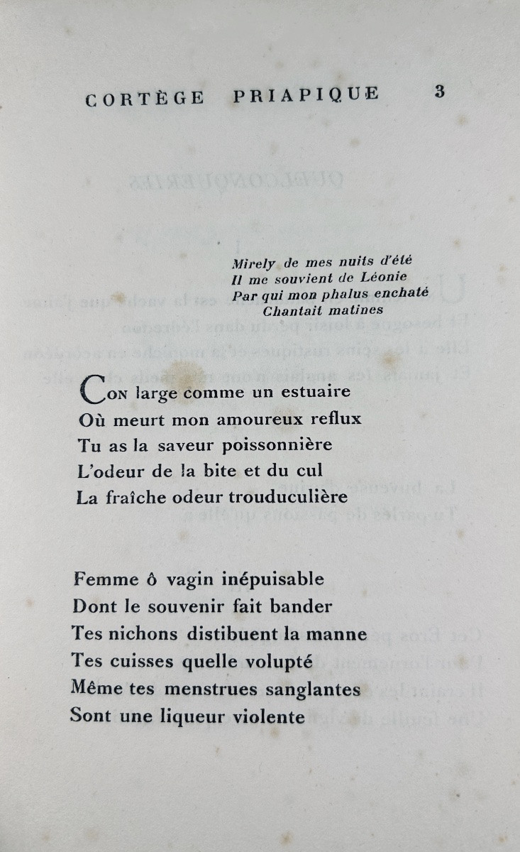 APOLLINAIRE (Guillaume) - Poèsies libres : Cortège priapique, Julie ou la rose. 1948, broché.-photo-1