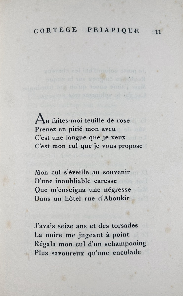 APOLLINAIRE (Guillaume) - Poèsies libres : Cortège priapique, Julie ou la rose. 1948, broché.-photo-5