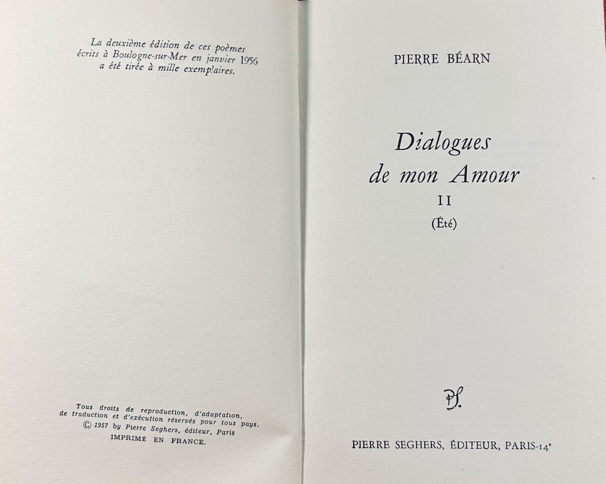 Bearn (pierre) - Dialogues Of My Love. 4 Volumes, Seghers, 1957, Paperback, Slipcase.-photo-2