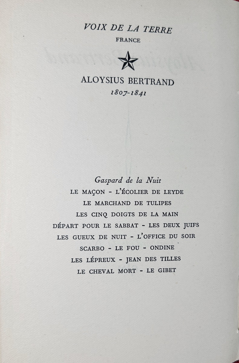 BERTRAND (Aloysius) - Gaspard de la nuit. Paris, G. L. M., 1950, exemplaire numéroté, broché.-photo-3