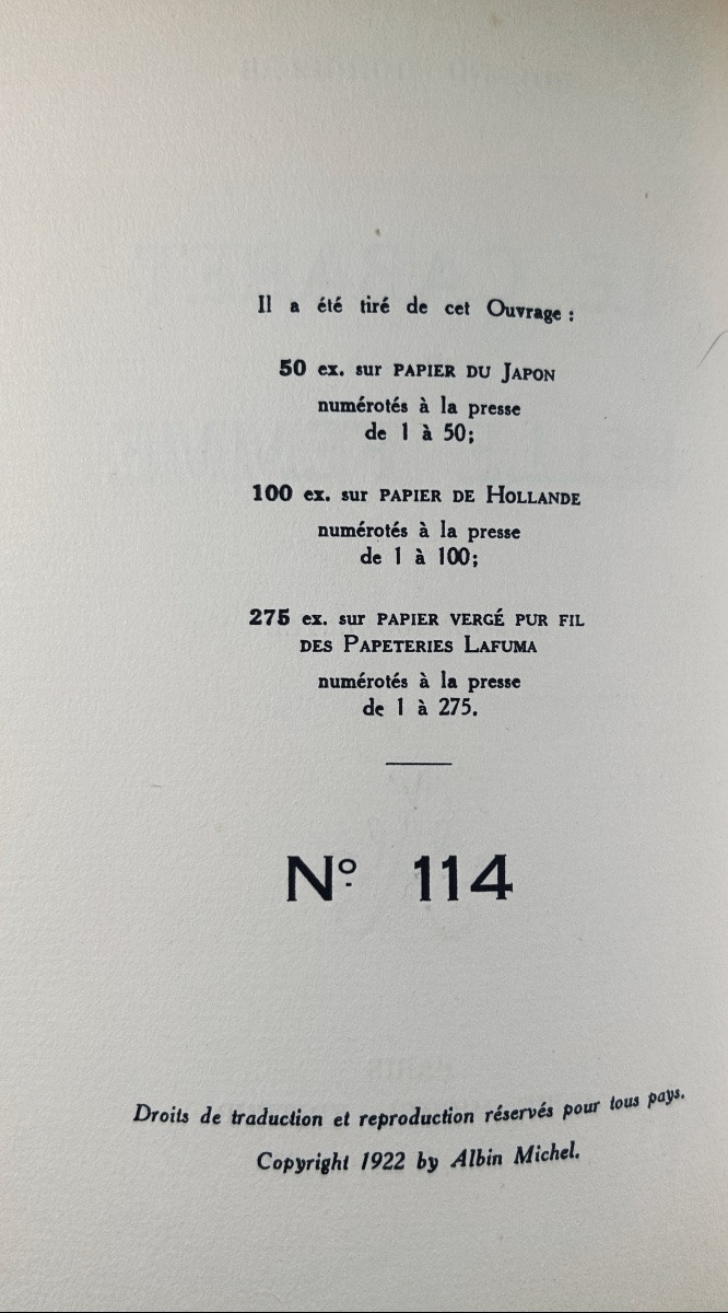 DORGELÈS (Roland) - Le cabaret de la belle femme. Albin Michel, 1922, exemplaire numéroté.-photo-4