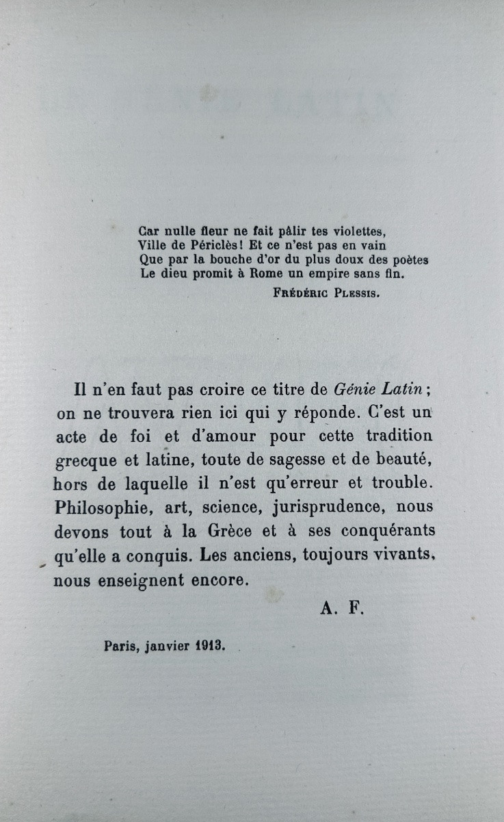 France (anatole) - The Latin Genius. Calmann Lévy, 1917, Numbered Copy On Holland Paper.-photo-1