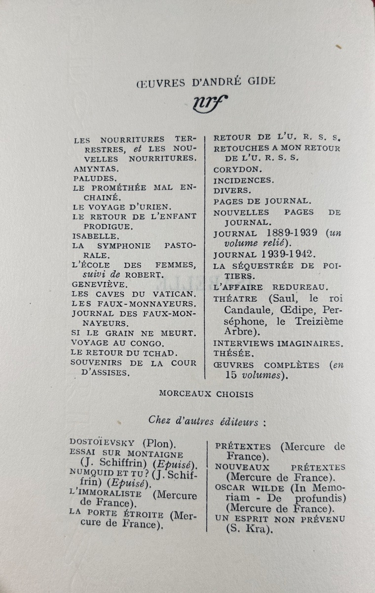 GIDE (André) - Isabelle. Gallimard, 1950 ; in-12, 157 pp., cartonnage Paul Bonet.-photo-4