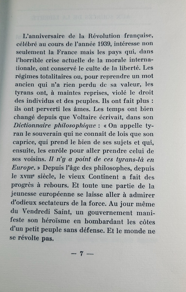 HERRIOT (Édouard) - Aux sources de la liberté. Gallimard, 1939, édition originale.-photo-4