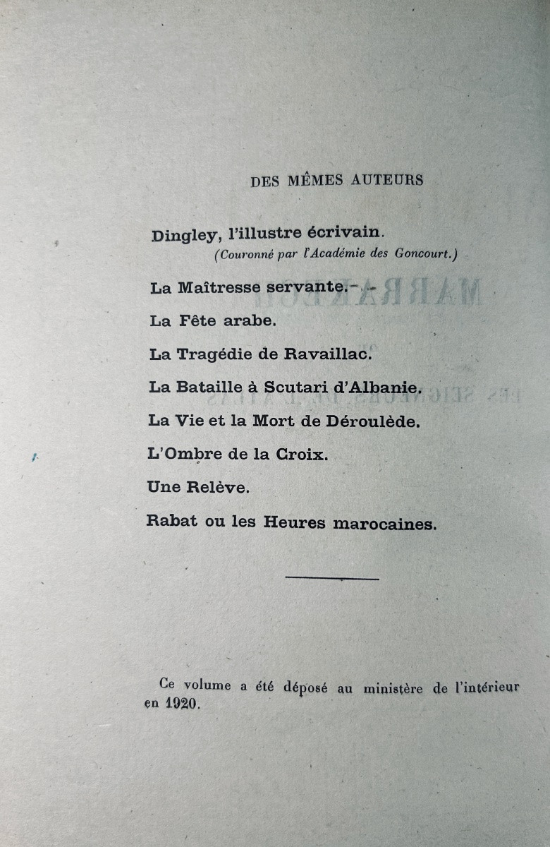 Tharaud (jérome And Jean) - Marrakech, Or The Lords Of The Atlas. Plon, 1920, Numbered.-photo-3