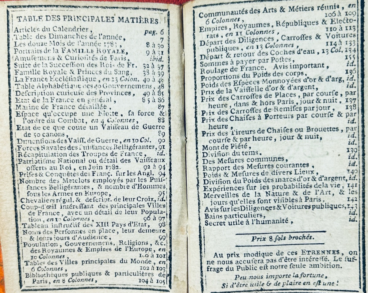 Le trésor des almanachs, étrennes nationales. Cailleau, 1783, reliure plein maroquin d'époque.-photo-1