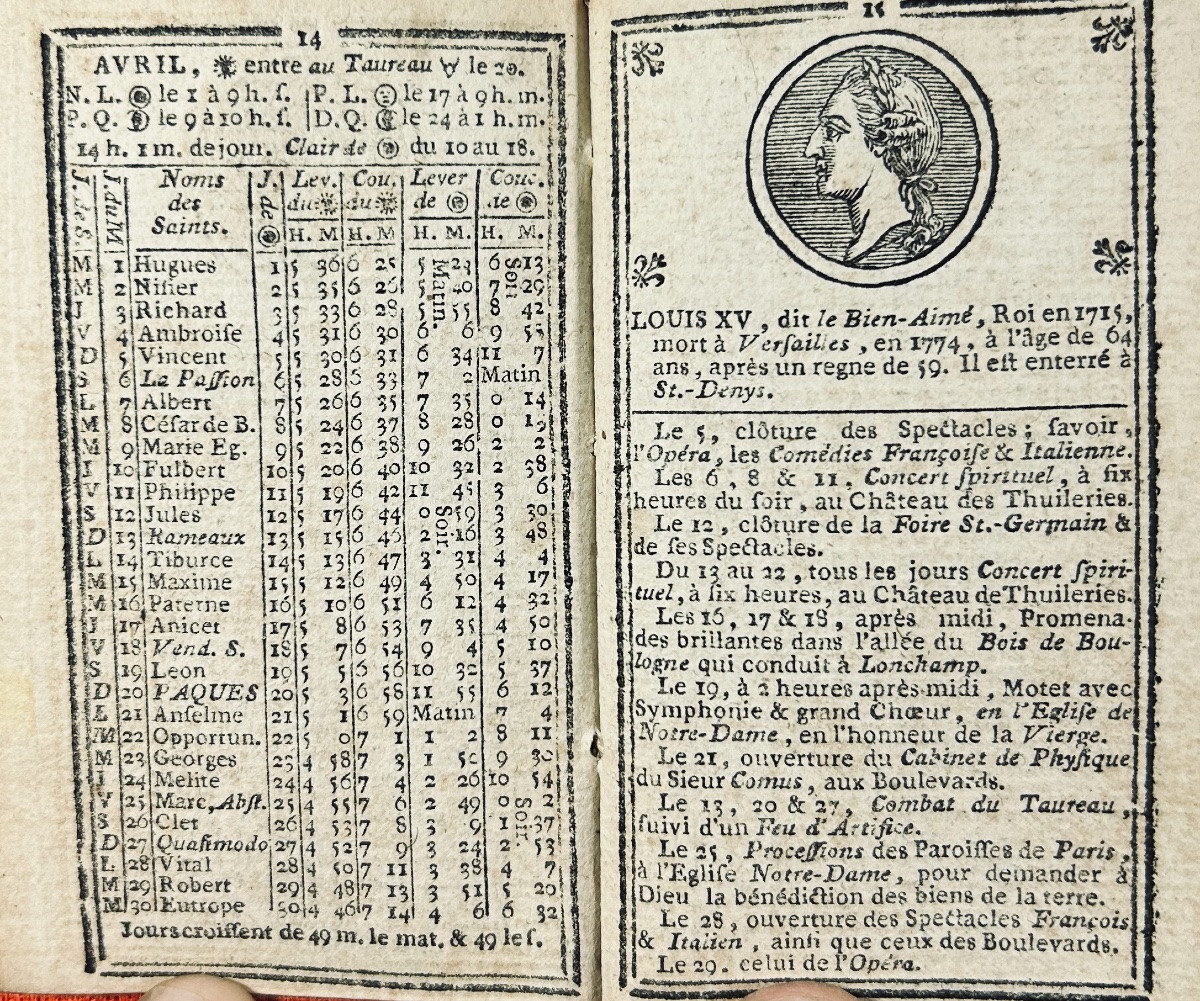 Le trésor des almanachs, étrennes nationales. Cailleau, 1783, reliure plein maroquin d'époque.-photo-6