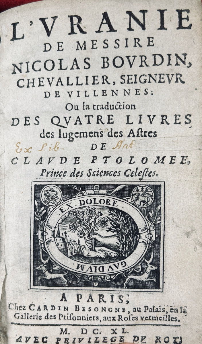 Bourdin (nicolas) - l'Uranie By Messire Nicolas Bourdin. 1640, Binding With The Author's Coat Of Arms.-photo-3