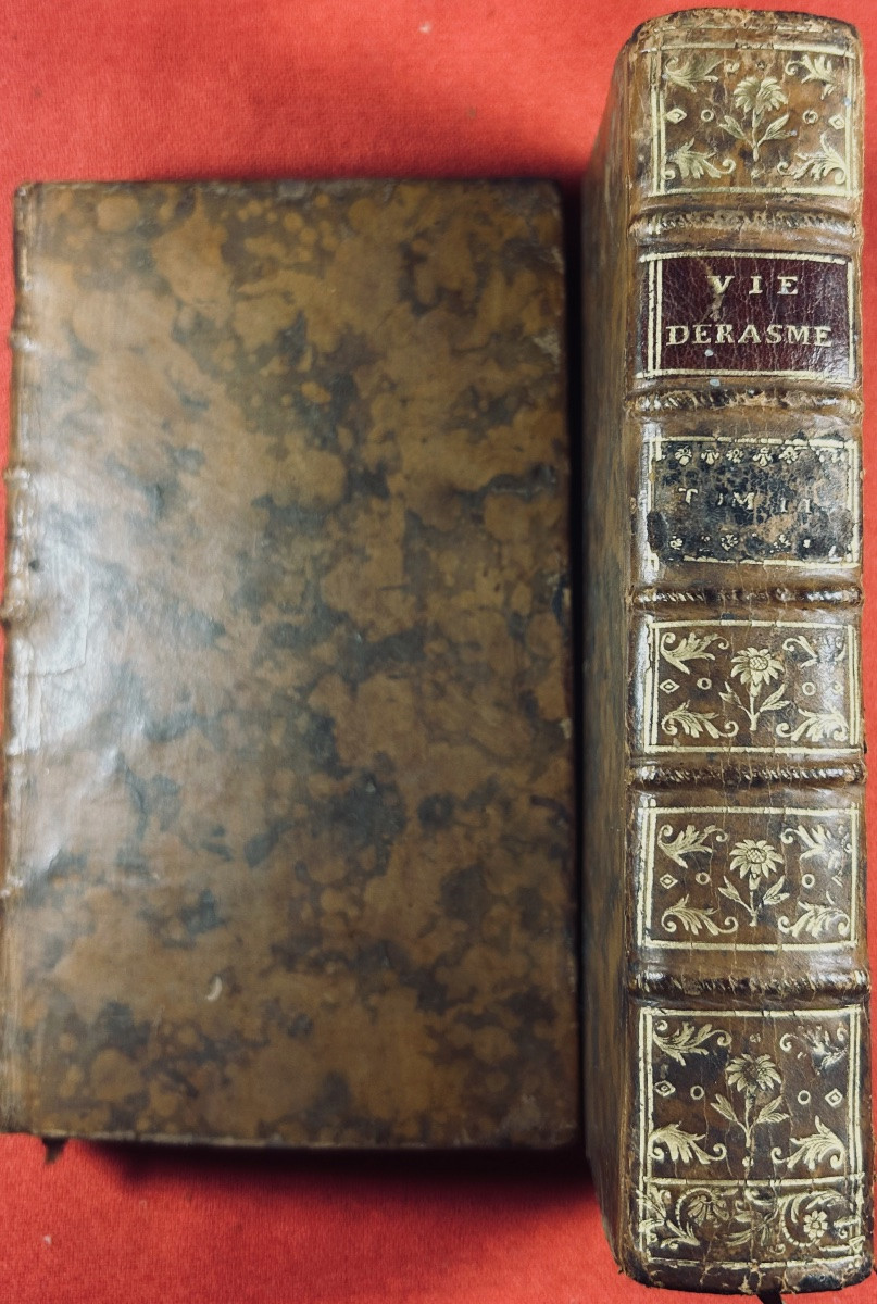 BURIGNY (Jean Levesque de) - Vie d'Érasme. Debure, 1757, 2 volumes en reliure de l'époque.-photo-2