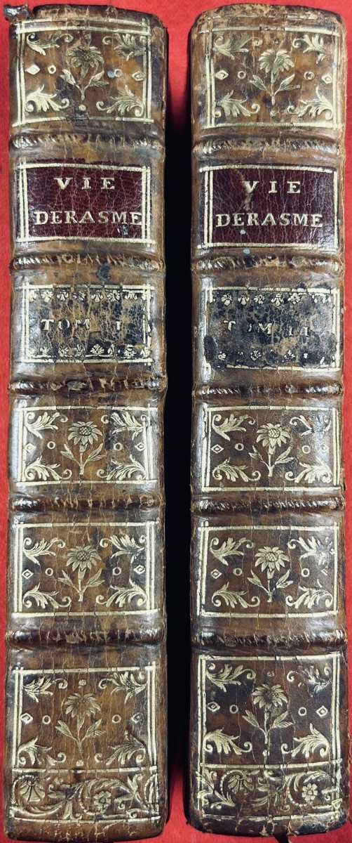 BURIGNY (Jean Levesque de) - Vie d'Érasme. Debure, 1757, 2 volumes en reliure de l'époque.-photo-3