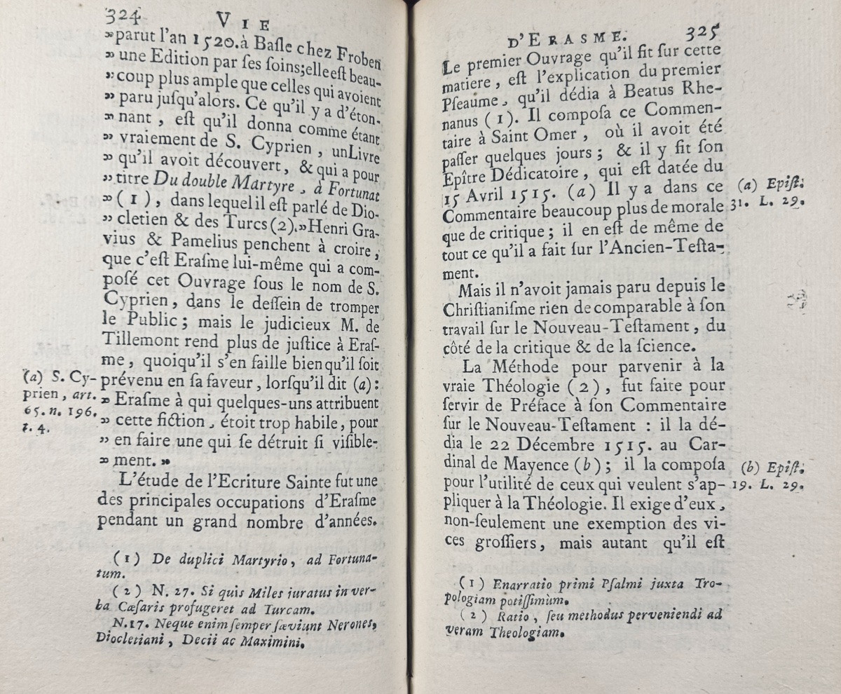 BURIGNY (Jean Levesque de) - Vie d'Érasme. Debure, 1757, 2 volumes en reliure de l'époque.-photo-3