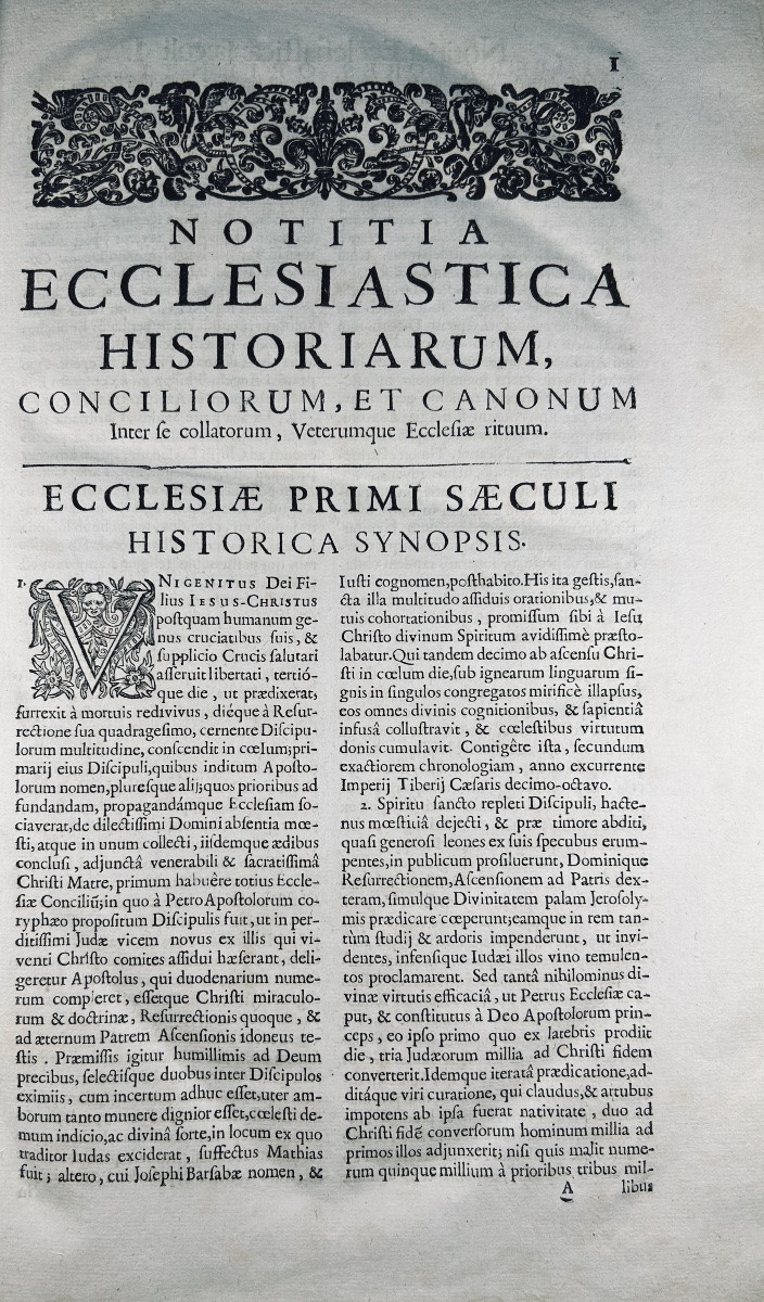 Cabassut - Notitia Ecclesiastica Historiarum, Conciliorum. Posuel, 1690, Binding With Arms.-photo-4