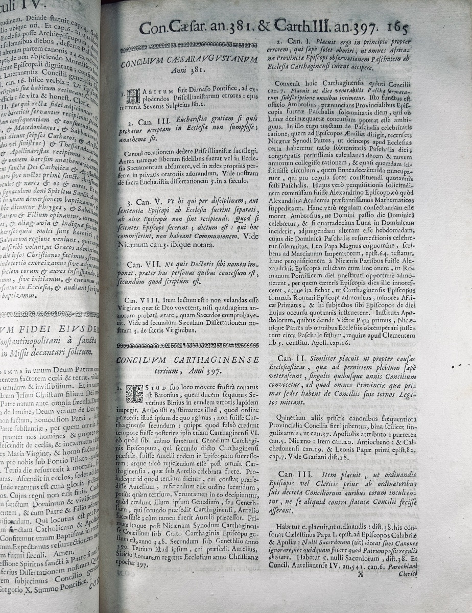 Cabassut - Notitia Ecclesiastica Historiarum, Conciliorum. Posuel, 1690, Binding With Arms.-photo-5