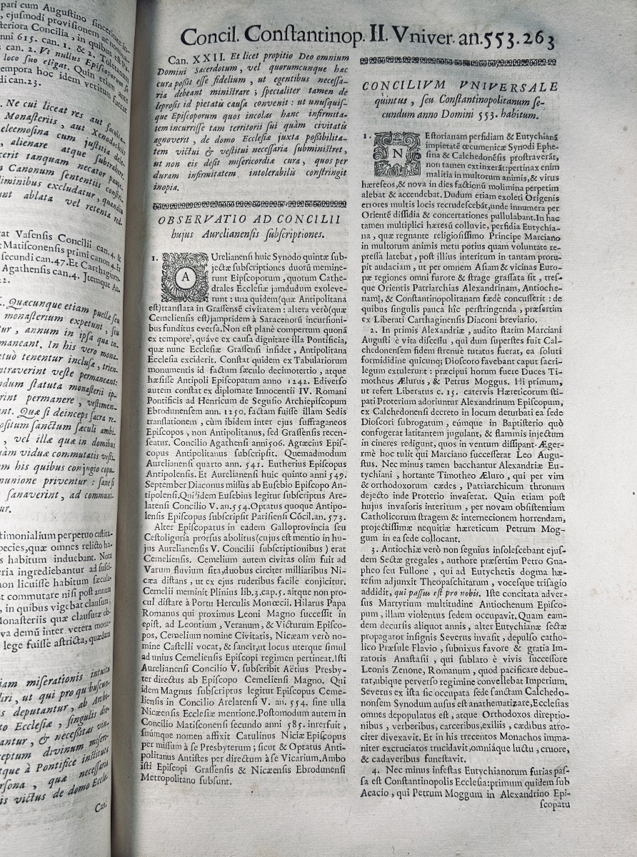 Cabassut - Notitia Ecclesiastica Historiarum, Conciliorum. Posuel, 1690, Binding With Arms.-photo-6